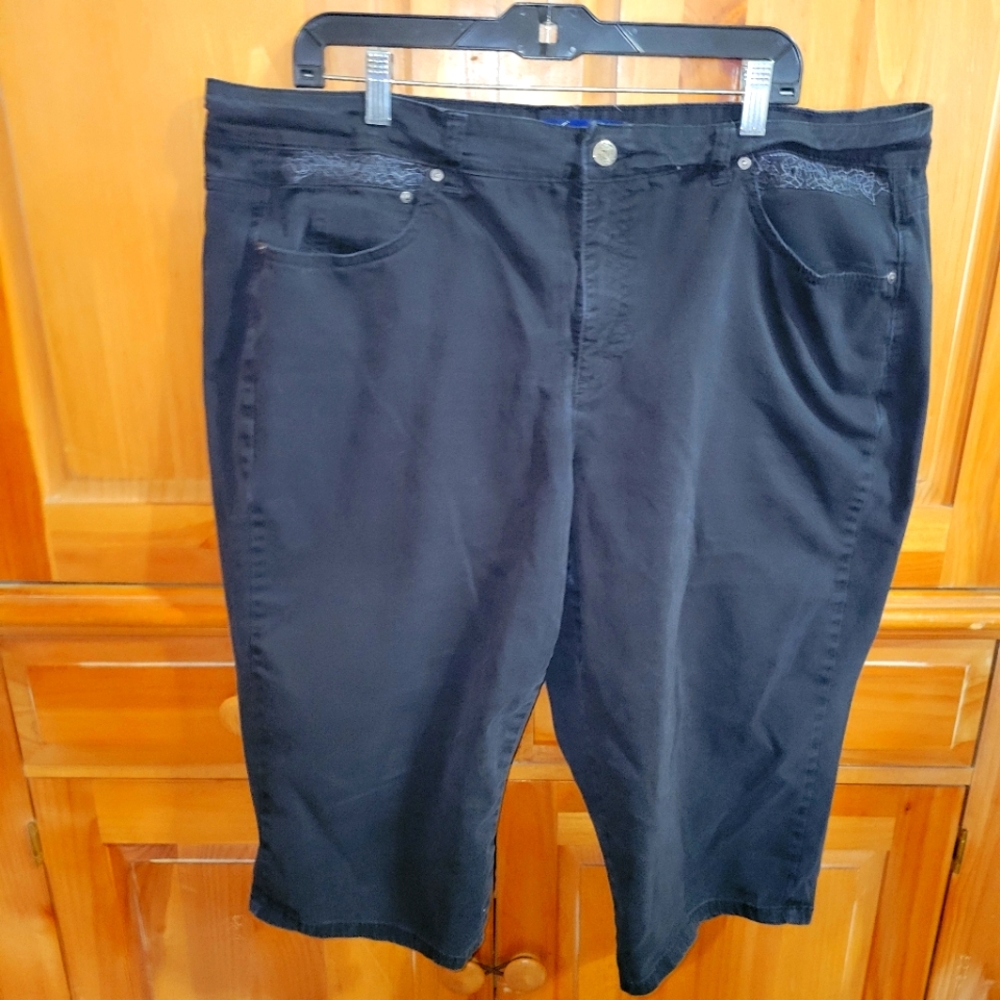 Black Capris with pocket embellishments